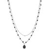 Collier Orusbijoux Collier Argent Rhodier Goutte Doubles Cha&icirc;nes Pierres Argent&eacute;