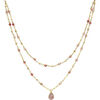 Collier Orusbijoux Collier Argent Dor&eacute; Double Chaine Goutte Pierres Naturelles Dor&eacute;
