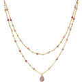 Collier Orusbijoux Collier Argent Dor&eacute; Double Chaine Goutte Pierres Naturelles Dor&eacute; Grenoble