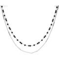 Bijoux Orusbijoux Collier Argent Rhodi&eacute; Doubles Cha&icirc;nes Barrettes Et Perles Argent&eacute; Grenoble