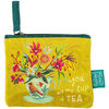 Porte-monnaie Enesco Porte monnaie Tasse de th&eacute; en coton d&eacute;cor&eacute; Allen Jaune