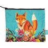 Trousse Enesco Grande Pochette plate Le Renard en coton d&eacute;cor&eacute;e Allen Bleu