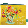 Trousse Enesco Grande Pochette plate Tasse de th&eacute; en coton d&eacute;cor&eacute;e Allen Jaune