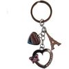 Porte cl&eacute; Tour Design Porte clefs en m&eacute;tal Paris charms - Coeurs Gris
