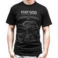 Tee-shirts sur Grenoble : T-shirt Forme Tee-shirt noir Fiat 500 la nuova taille XL