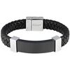Bracelets Zippo Bracelet plat de cuir tress&eacute; et inox noir et argent Noir