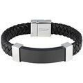 Bracelets Zippo Bracelet plat de cuir tress&eacute; et inox noir et argent Noir