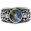 Bijoux Orusbijoux Bague Homme Argent T&ecirc;te De Mort Pierre Labradorite Solo Vert