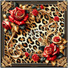Echarpe Alberto Cabale Petit carr&eacute; de soie Rose Leopard Cl&eacute;o Jaune