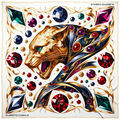 Echarpe Alberto Cabale Grand carr&eacute; de soie Metal Panther Zo&eacute; multicolor