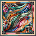 Echarpe V 1969 Carr&eacute; de soie Leo Feather multicolor