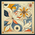 Echarpe V 1969 Carr&eacute; de soie Grand Mystic Flowers multicolor