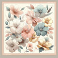 Echarpe V 1969 Carr&eacute; de soie Grand Spring Flowers Rose