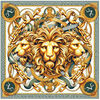 Echarpe V 1969 Carr&eacute; de soie Grand ThreeLions multicolor