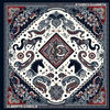 Echarpe Alberto Cabale Petit carr&eacute; de soie Bandana Horse Cl&eacute;o Bleu