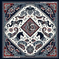 Echarpe Alberto Cabale Petit carr&eacute; de soie Bandana Horse Cl&eacute;o Bleu