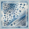 Echarpe Alberto Cabale Grand carr&eacute; de soie Blue Panther Zo&eacute; Bleu