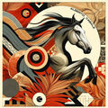 Echarpe Alberto Cabale Grand carr&eacute; de soie Fire Horse Zo&eacute; Orange