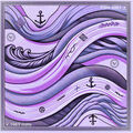 Echarpe V 1969 Carr&eacute; de soie Italian Sea Violet