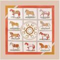 Echarpe V 1969 Carr&eacute; de Soie HORSE Beige