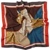 Echarpe Alberto Cabale Grand carr&eacute; de Soie Eleganthorse Zo&eacute; Marron