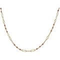 Collier Orusbijoux Collier Argent Dor&eacute; Maillon Pierre Rhodonite Rose Dor&eacute;
