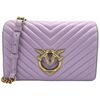 Pochette Pinko Love Click Classic lilas en cuir nappa chevron