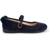 Ballerines enfant Pisamonas Babies &Agrave; Boucle Et Noeud Arri&egrave;re Velours Bleu