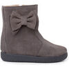 Boots enfant Pisamonas Bottes En Su&egrave;de Fille Avec Grand N?ud Lat&eacute;ral Gris