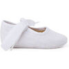 Ballerines enfant Pisamonas Babies B&eacute;b&eacute; En Lin Avec N?ud &Agrave; Gros-Grain Blanc
