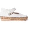 Ballerines enfant Pisamonas Chaussures Babies En Lin Et Jute Pour B&eacute;b&eacute; D&eacute;tail Bouton Blanc