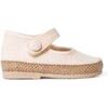 Ballerines enfant Pisamonas Chaussures Babies En Lin Et Jute Pour B&eacute;b&eacute; D&eacute;tail Bouton Blanc