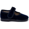 Ballerines enfant Pisamonas Babies En Velours Avec Bouton &Agrave; Scratch Pour Petites Filles Bleu