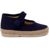 Ballerines enfant Pisamonas Chaussures Babies En Lin Et Jute Pour B&eacute;b&eacute; D&eacute;tail Bouton Bleu