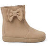 Boots enfant Pisamonas Bottes En Su&egrave;de Fille Avec Grand N?ud Lat&eacute;ral Beige