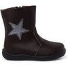 Boots enfant Pisamonas Bottes Fille &Eacute;toile Cuir Lavable Marron