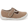 Baskets basses enfant Pisamonas Salom&eacute;s Barefoot Bande &Agrave; Scratch Semelle Blanche Beige