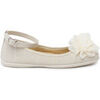 Ballerines Pisamonas Ballerines Lin Bride Cheville D&eacute;coration Fleur Gaze Blanc