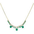 Collier Orusbijoux Collier Argent Dor&eacute; Pierre Pampille Onyx Vert Dor&eacute; Grenoble