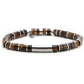 Bracelets Sixtystones Bracelet 6mm Perles Heishi ?il Tigre -Small-16cm Marron Grenoble