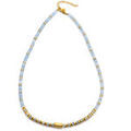 Collier Sixtystones Collier Perles Heishi Quartz Bleu Bali-38 cm Dor&eacute;