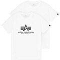 Tee-shirts sur Grenoble : T-shirt Alpha Industries Basic T-Shirt BL 2 Pack - white