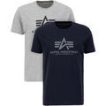 Tee-shirts sur Grenoble : T-shirt Alpha Industries Basic T-Shirt BL 2 Pack - grey.heat/rep.blue