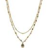 Collier Orusbijoux Collier Argent Dor&eacute; Goutte Doubles Cha&icirc;nes Pierres Dor&eacute;