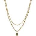 Colliers sur Grenoble : Collier Orusbijoux Collier Argent Dor&eacute; Goutte Doubles Cha&icirc;nes Pierres Dor&eacute;