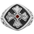 Bijoux Orusbijoux Bague Chevali&egrave;re Homme Argent Croix De Malte Et Grenat Argent&eacute; Grenoble