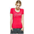Polo Guess T-Shirt femme &agrave; logo strass rouge Rouge