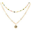 Collier Orusbijoux Collier Argent Dor&eacute; Double Chaine Pampille Et Pierres Dor&eacute;