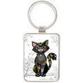 Cadeaux sur Grenoble : Porte cl&eacute; Kiub Porte-cl&eacute;s rectangulaire chat noir Blanc