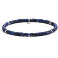 Bracelets Sixtystones Bracelet Perles Heishi 4mm Pierre Lapis -Large-20cm Argent&eacute; Grenoble